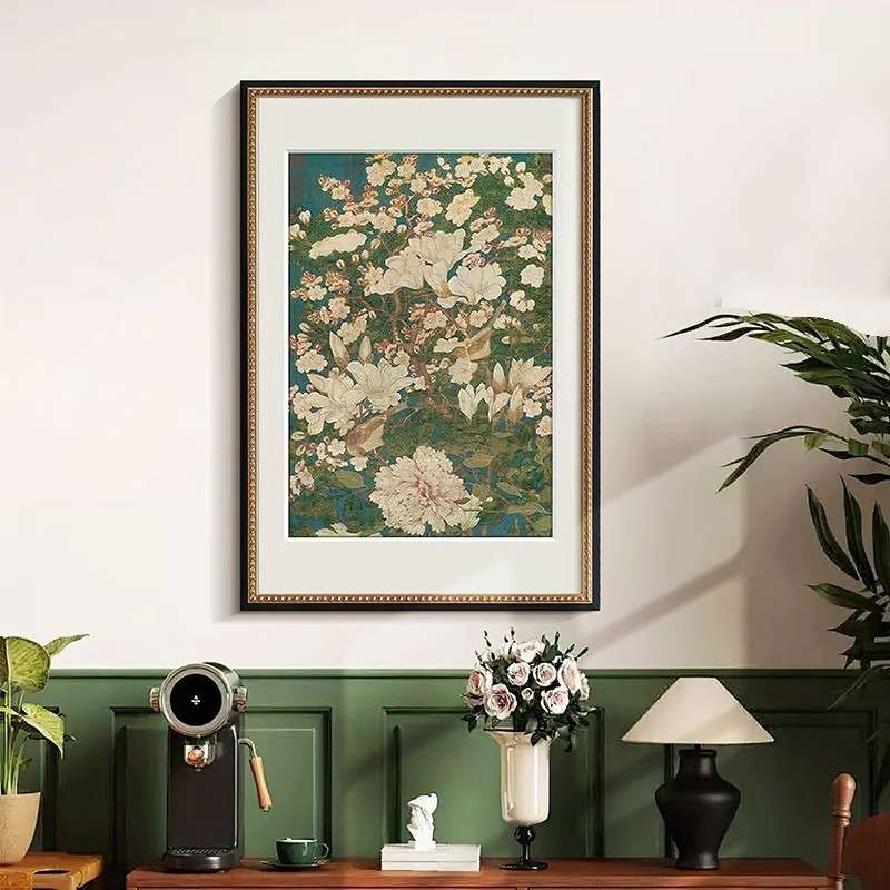 花开富贵图法式中国风古典玄关挂画新中式客厅书房壁画卧室装饰画