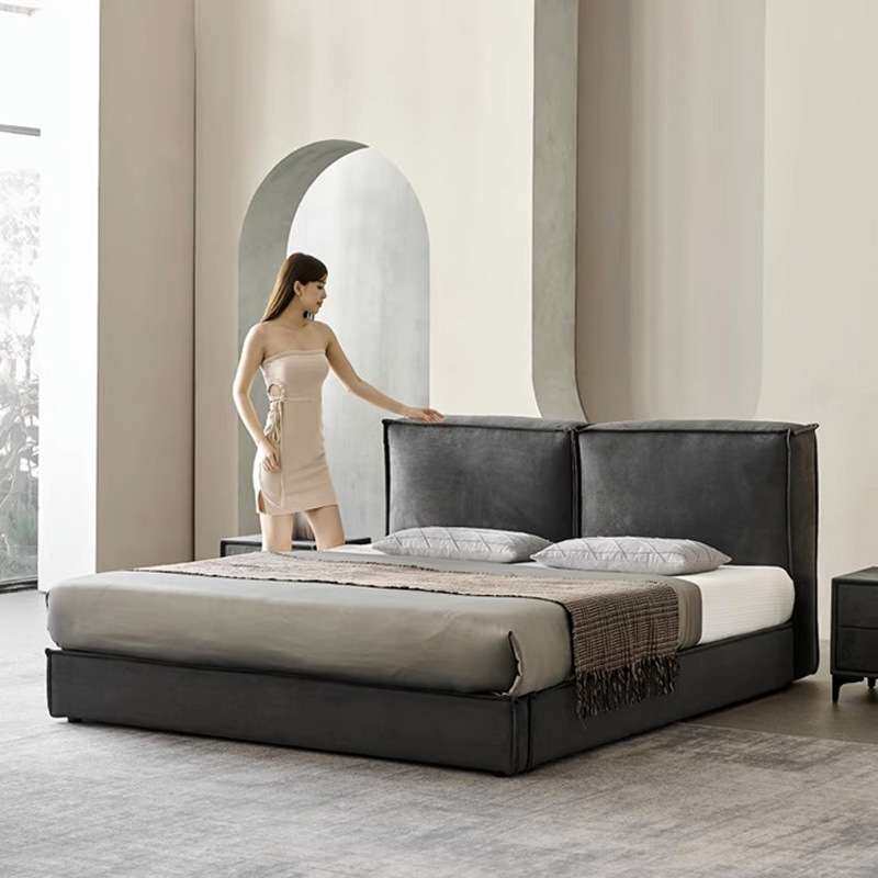 意大利baxter床科技布床主卧2米x2米大床豆腐块床布艺床现代简约