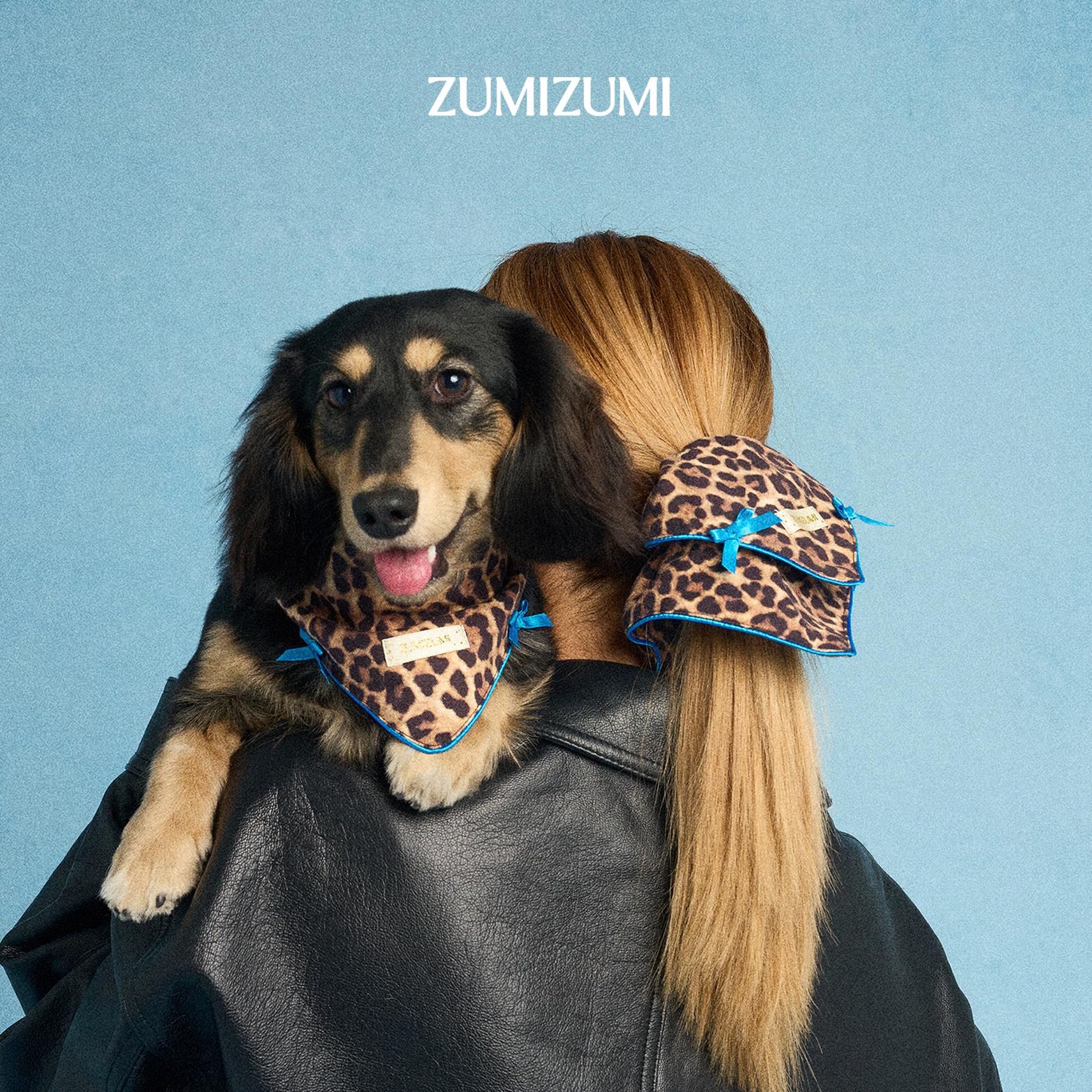 ZUMIZUMI英国豹纹宠物人宠同款口水巾三角巾发圈猫狗配饰