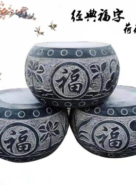 青石柱墩底座石墩子路障门口柱脚石空心柱皮石头圆墩凳柱顶石庭院
