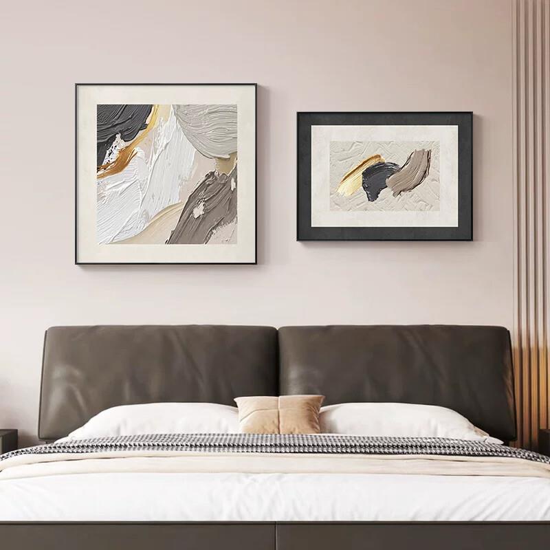 床头画卧室装饰画简约黑白抽象高级感客厅壁画主卧房间背景墙挂画