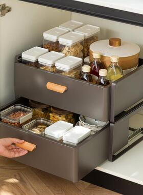 厨盒房下水槽碟架置物架调料碗抽拉式MSN储物水池收纳橱柜拉篮分