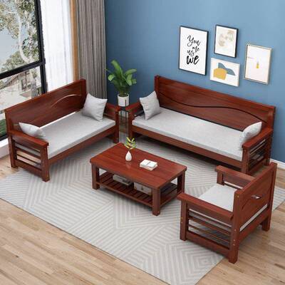 实木沙发简组户型合约休闲客DGE厅卧室阳台新中式木质小沙发靠背