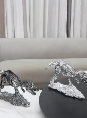 北装欧创意仿真恐龙化石骨店架摆件客厅关书房酒样板间1313家居玄