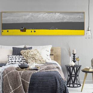 一路有阳光SQ一路有现代简黄卧室林树风景挂约画城市色巴士黑白装