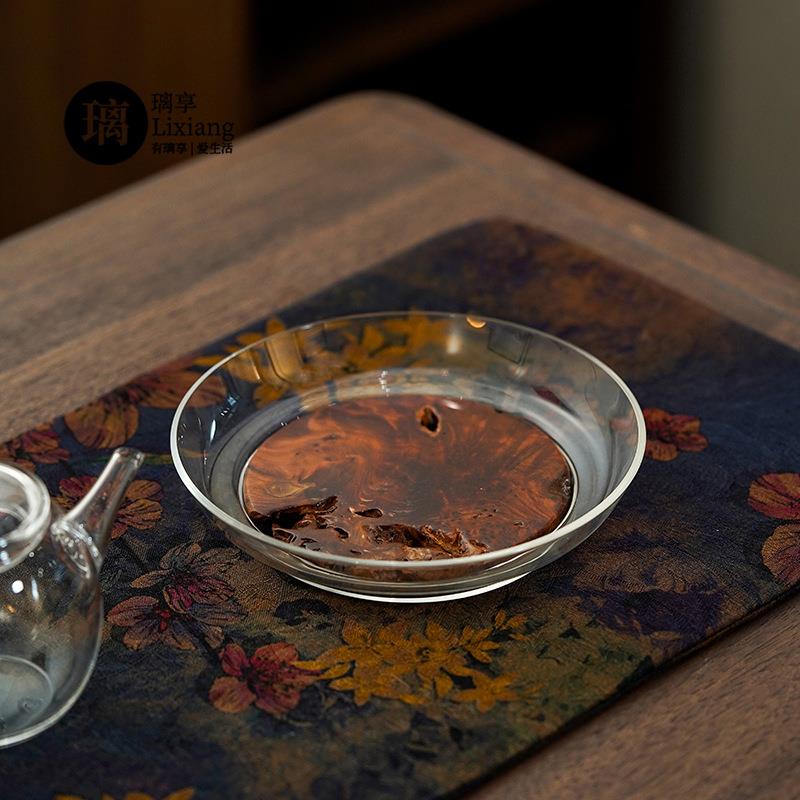 璃享玻璃壶承/柚木底座 耐热壶承干泡台小号养壶壶托壶垫茶杯托垫