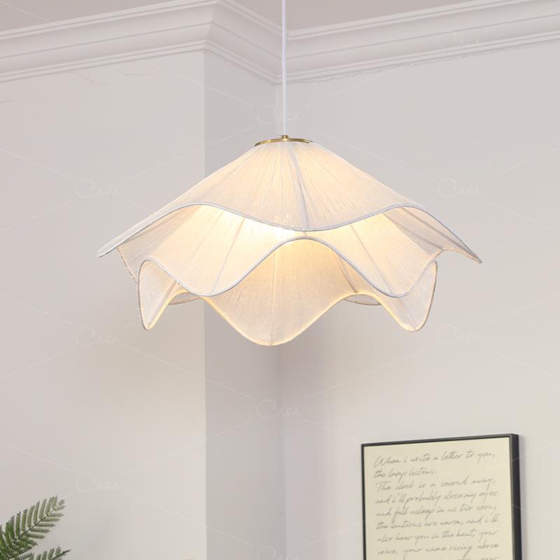 法式浪漫主卧室轻纱花瓣吊灯中古餐厅奶油风客厅书房布艺灯 casa