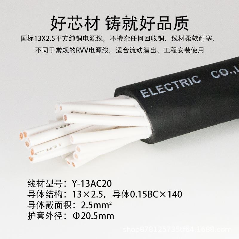 英诗格(ENSGPY)台音响灯线光19芯插头EJZ平电源延长线13x2舞.5方