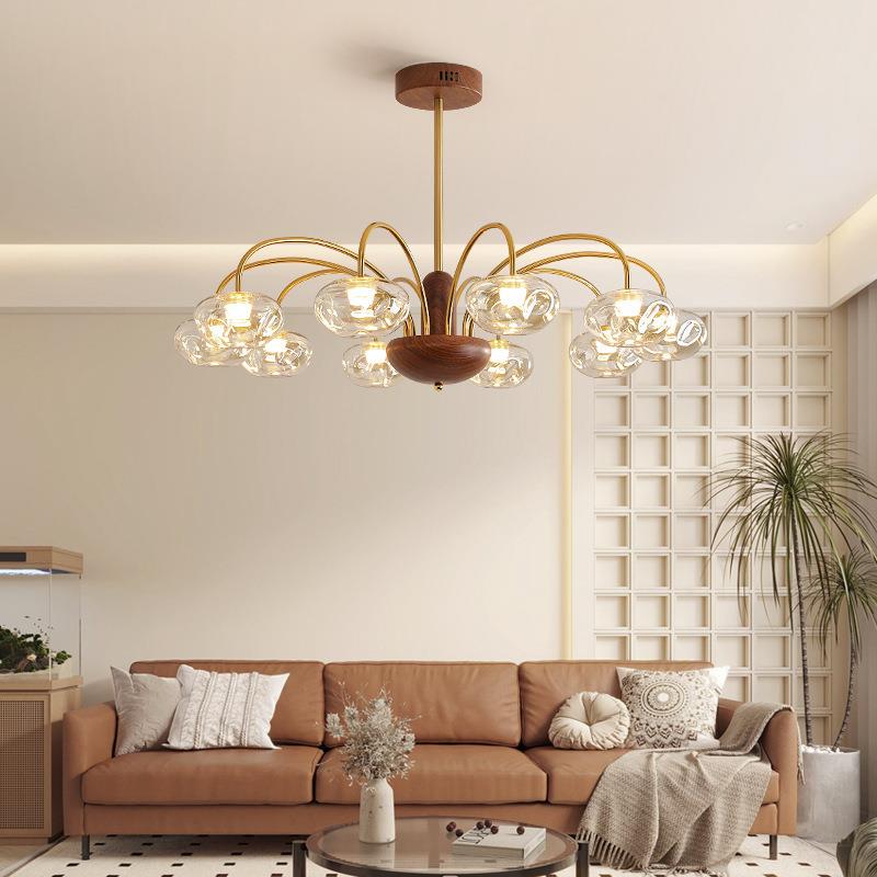 新款全光谱护眼客厅吊灯法式中古枝形吊灯复古餐厅魔豆玻璃吊灯具