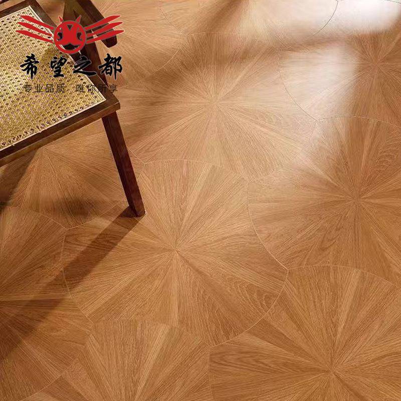 柔光天鹅绒异形荷叶木纹瓷砖520x600mm卧室客厅餐厅仿木地板砖
