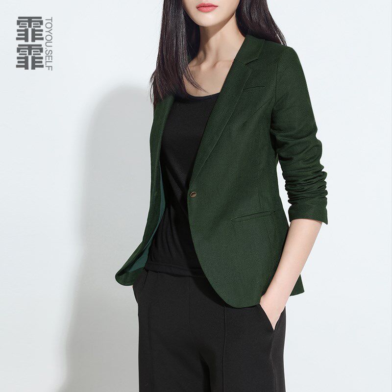 霏霏西装外套204年新款秋冬修身正装上衣职业装时尚棉麻小西服女