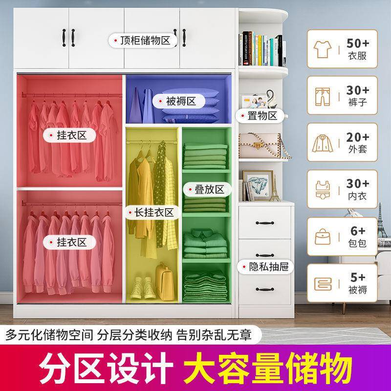 衣家用卧室现代简约实柜木质收易纳衣经济型衣柜橱出OHI租房用简