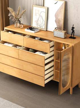 实木斗柜收纳柜厅简约六斗柜五斗九橱边餐柜70317客卧室储物抽屉