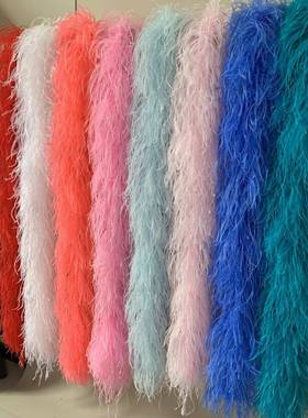 羽毛鸵鸟毛层条6口毛丝15-20cm毛条服装辅料FCZ领毛领长毛绒羽条