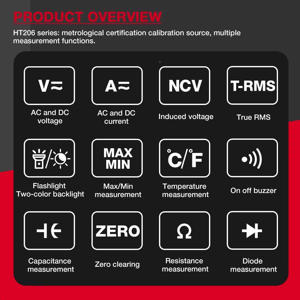 华820博HT表206/HT206A/HT26B钳形D万用交直流电压电流测量表