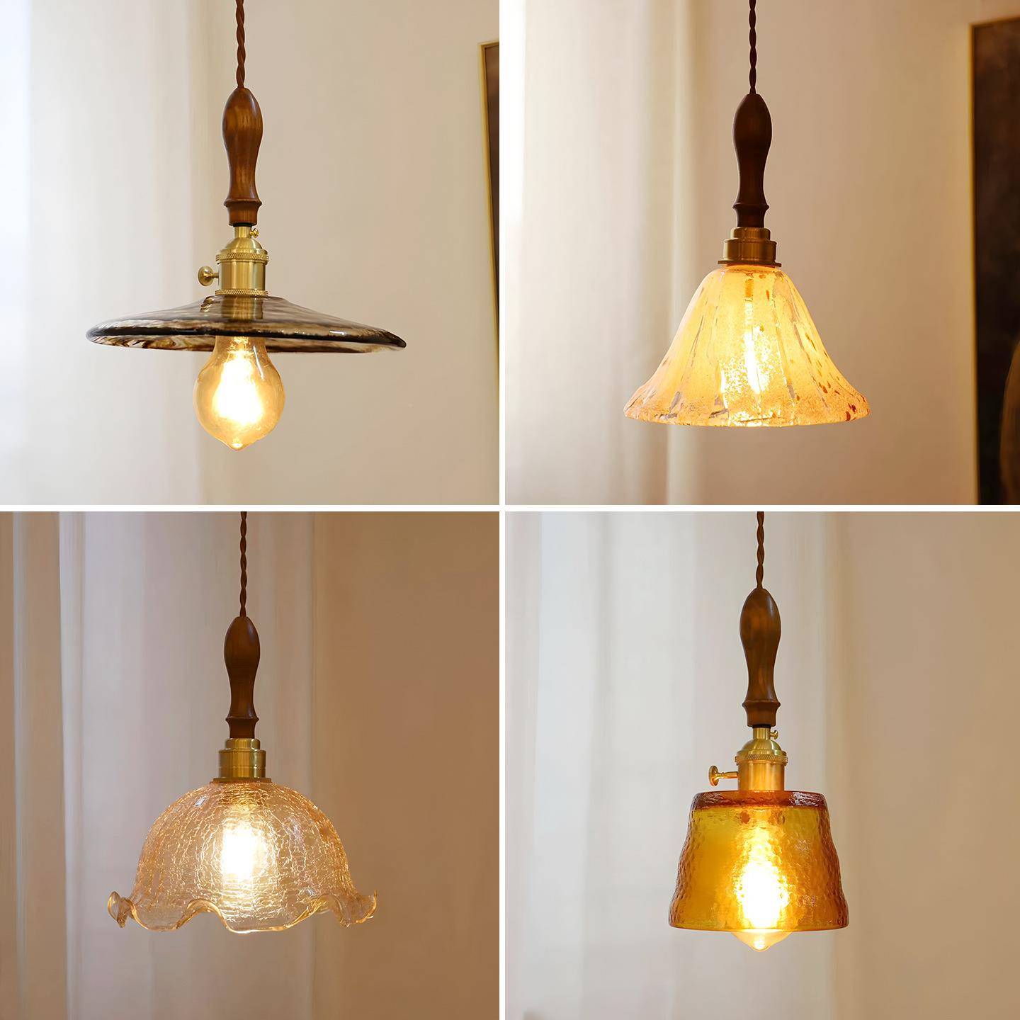 中古古风餐厅吊灯中灯具127复玻山璃卧小室灯床头玄关氛围吊灯