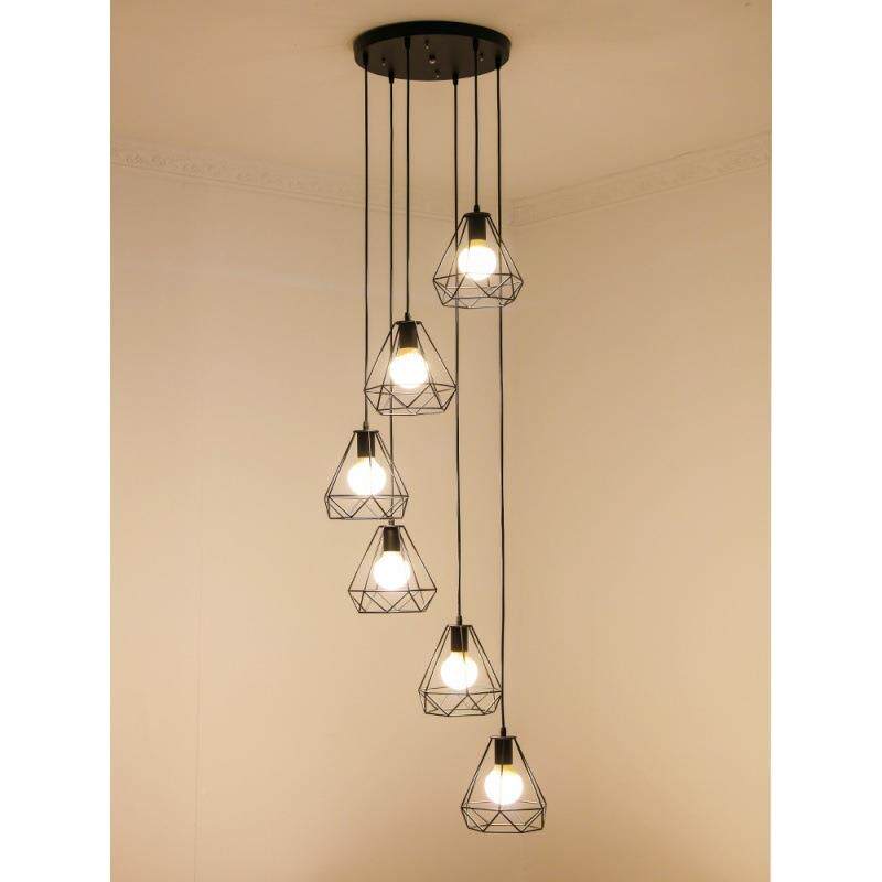 楼梯灯812复长f吊灯现简代约式楼美式复古北欧lot工业风创意公寓