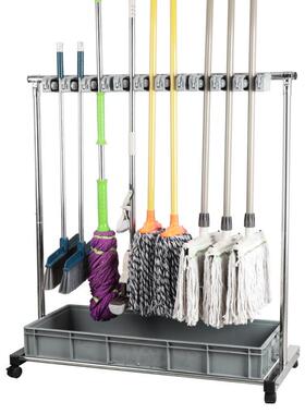 动不置锈钢可移拖把架子地落式F96TMS5H扫把拖布墩布架阳台物清洁