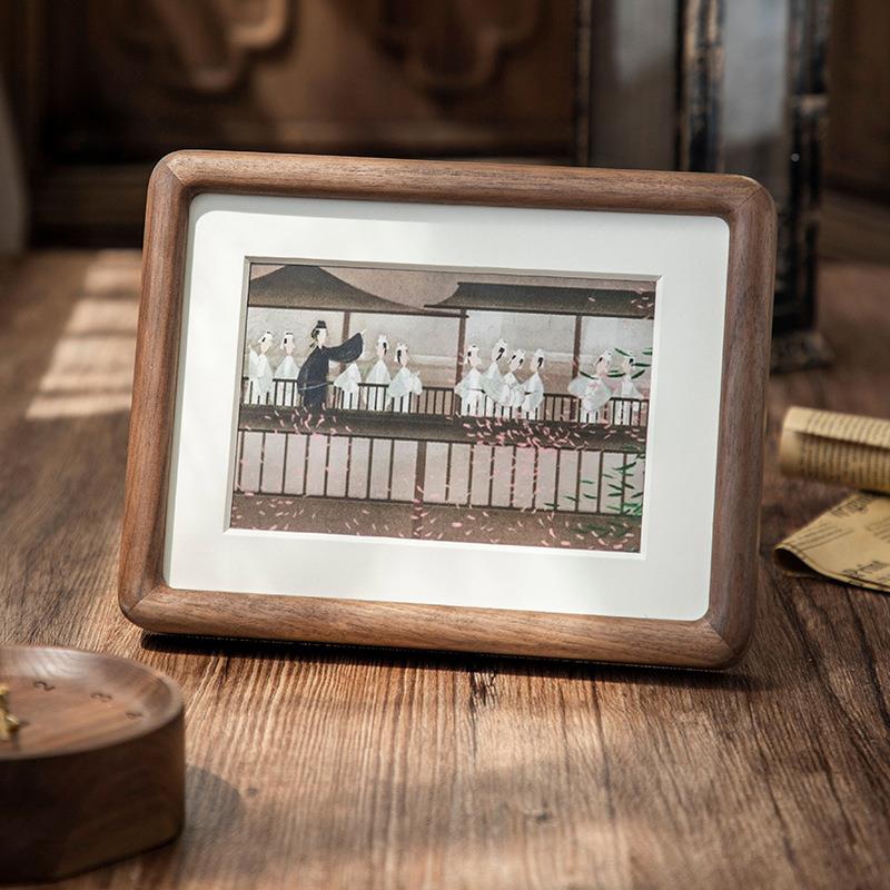 实木相框创摆台6相寸7台8寸简约意榫卯圆弧榫卯实木相框挂墙装裱