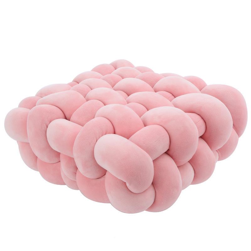 北欧坐垫编织855654抱枕沙ins布艺纯色方风腰形坐垫发枕毛绒坐垫