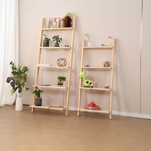 ins简靠约梯形置物架木墙实书MZP架角阳台花架童装店落地墙储物层