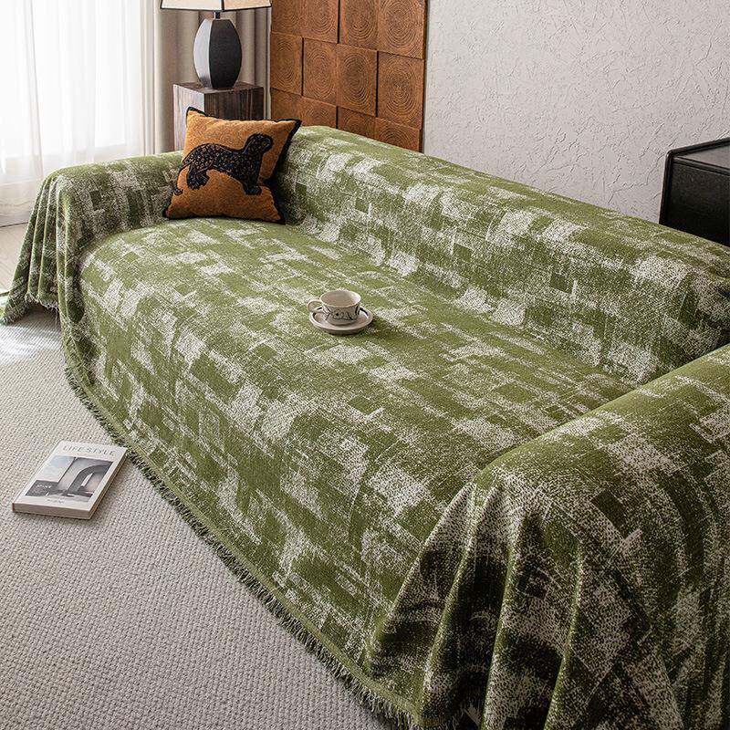 中风沙发盖布轻奢高级202张5感年新古款绿色沙发巾一整全盖套AJE