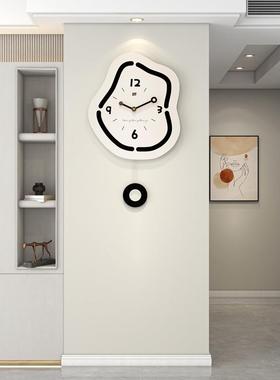 奶油创意挂钟客厅厅气高级感时尚简约大钟表家风用餐JT24225-装饰