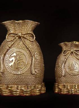 杨铜记袋黄铜钱袋存钱罐摆铜件黄金袋0117存钱福袋储蓄罐聚宝盆