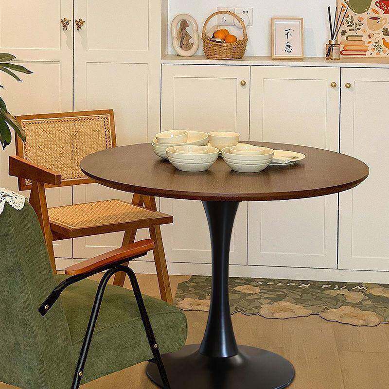餐家用小香户型实木圆桌咖啡阳台桌北欧复圆形D1019414古郁金胡桃