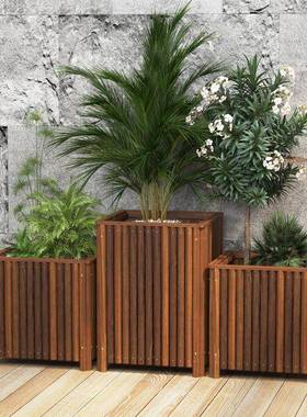 防木花箱阳花盆台户外院碳化实000095木质种菜树花庭槽特方形腐种