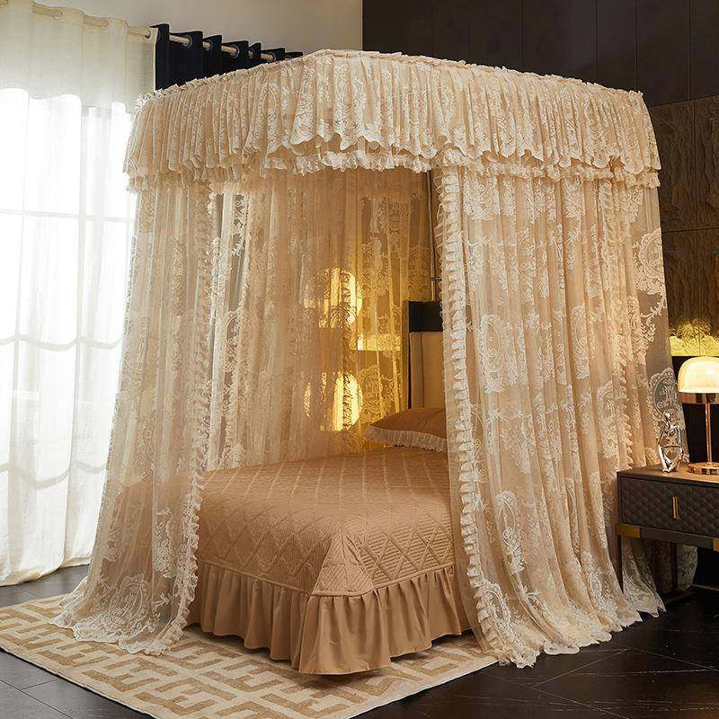 2025新款双层轨蚊帐高档蕾丝花边床落道主地JMJ三开门帘公风,床上用品,蚊帐,淘宝优惠券,粉丝福利购,淘宝优惠卷