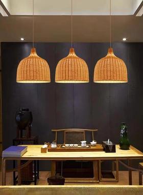 藤编吊灯禅手工编织灯罩意卧婚室客厅厅酒GTG006吧庆灯复餐古藤艺
