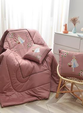 小2被0YC-22新款133绣72喷气全mian刺抱枕被午休靠垫被子