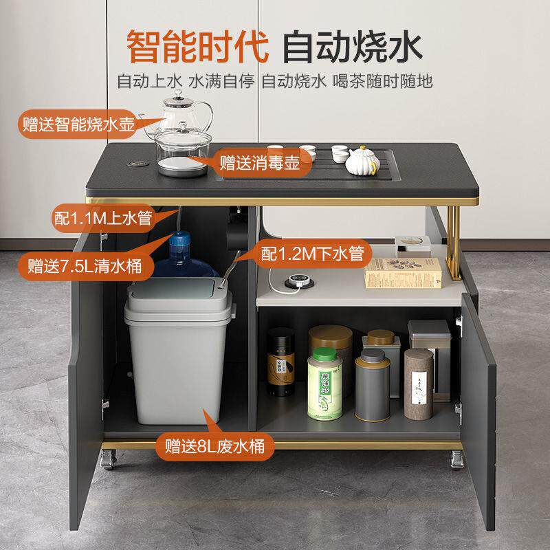 移动茶桌工家用小户乌金石茶台夫茶QTC几功多功能型阳台小茶车厂