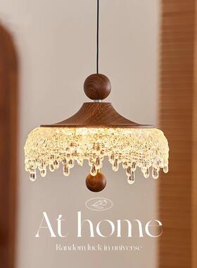 中古风餐厅吊灯水复古胡桃木色过道餐滴头桌灯77508法式小卧室床