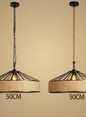 工业台复锅盖吊灯蒙餐厅灯酒吧网咖仓库铁艺单头古包麻绳BYG-119