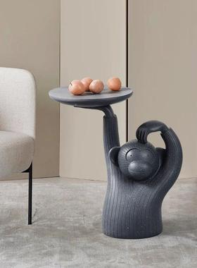 现代可简地约创客意小户型厅沙发边几猴子茶几托盘落装饰-摆件移