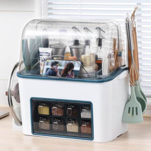 多用途厨房物架大号透明侧盖子调盒91082刀架组置合套装放锅盖味