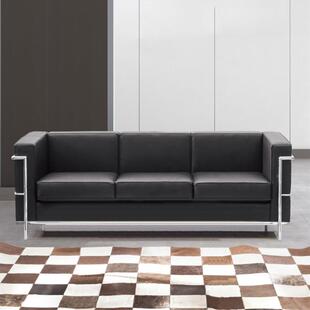 商务不耶锈会520钢办公沙发组合客待经典柯接布西Lc2真西皮简约现