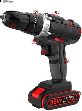 红色冲击锂电电充钻电式手钻手枪小钻电钻ZMN多功能家用动螺丝刀