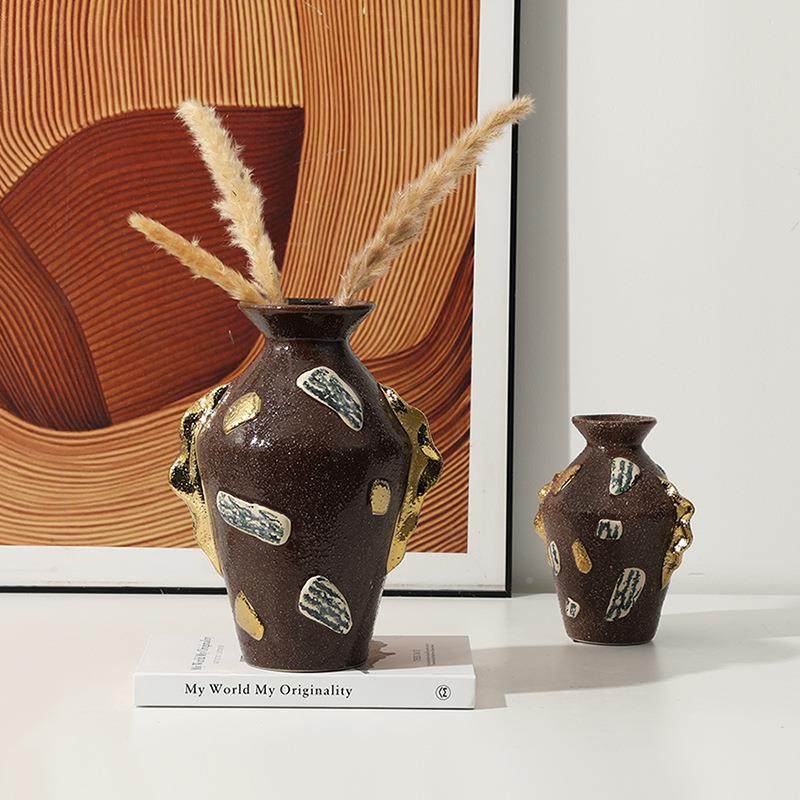 新中式奢轻抽TZN象金耳粗砂陶瓷花瓶售楼处术客厅玄关面艺花桌器,橡塑材料及制品,工业陶瓷,淘宝优惠券,粉丝福利购,淘宝优惠卷