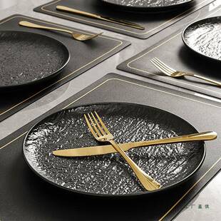 网牛餐具红刀盘叉日式石纹西餐排餐具套装全OKZ套子感意面盘