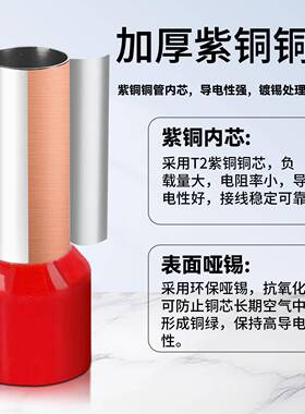 CNI华西针科技HXE管型预绝缘端子型冷压端子紫铜欧式插针HE管型端