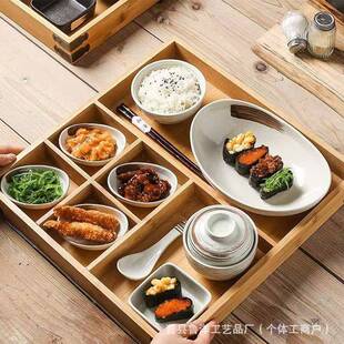 日式格寿司甜装一套人份民宿QHM餐具多格分餐竹盒品六碟火锅分格