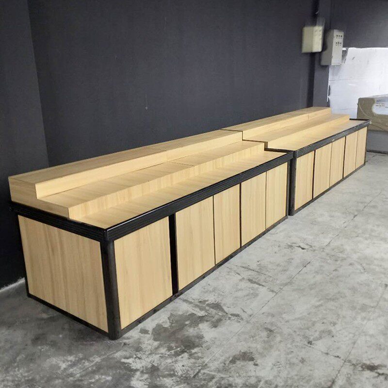 超市靠墙阶梯货架零食展示散称装食品糖果饼干柜子堆头拆装陈列柜