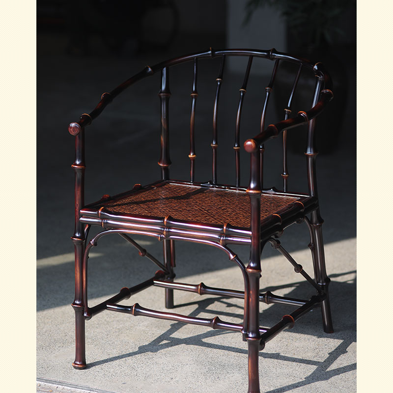 明式圈椅手工手作竹实木原筇竹扶手椅仿古中式休闲椅古典靠背客椅