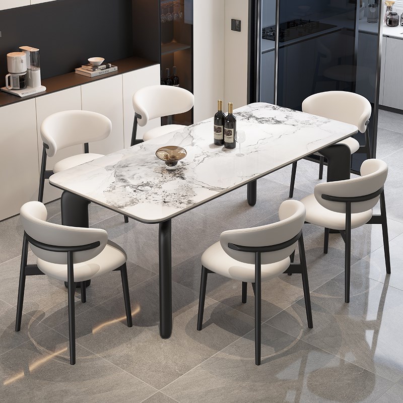 帅呆岩板餐桌椅子组合意式极简现代简约长方形小户型客厅吃饭桌子