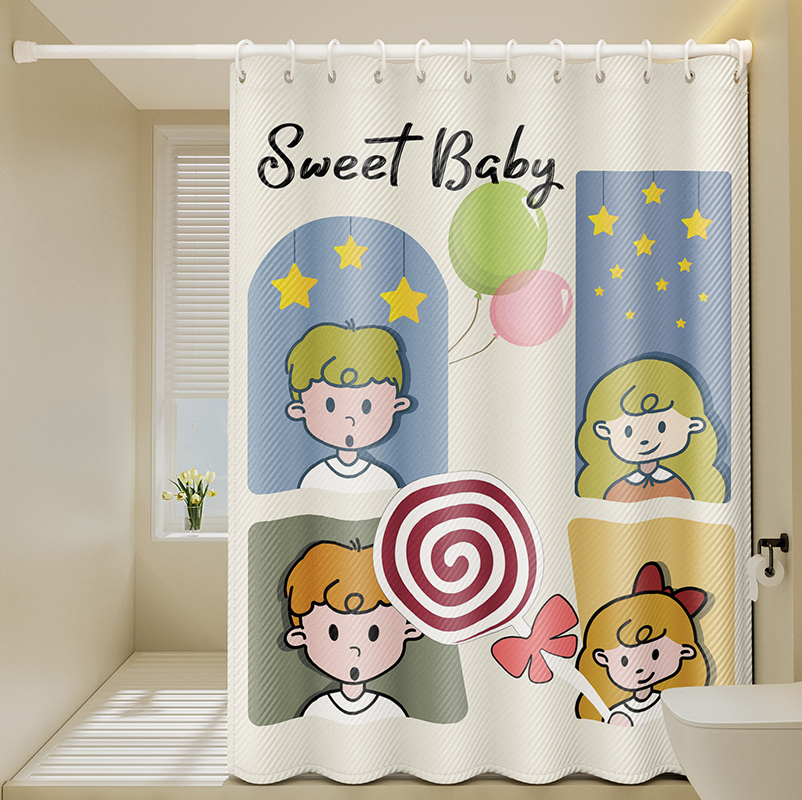 卫生间防水防霉浴帘布隔断帘免打孔浴室干湿分离浴帘套装窗户挂帘