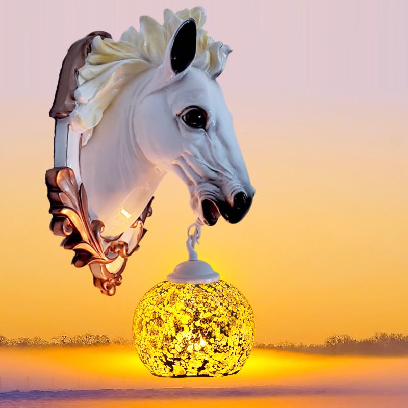 马头壁灯欧式现代酒店大堂民宿创意酒吧灯KTV包房客厅背景墙壁灯