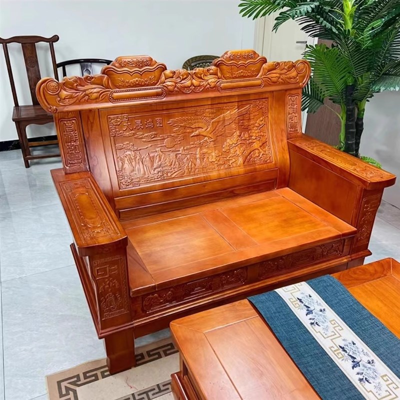 仿古全实木沙发大展宏图红木色家具202新款中式客厅小户型